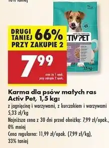 Biedronka Karma dla psa z kurczakiem i warzywami małe rasy Activ Pet oferta
