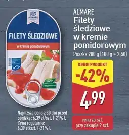 ALDI Filety śledziowe w kremie pomidorowym Almare seafood oferta