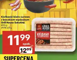 Delikatesy Centrum Kiełbaski białe surowe z boczkiem wędzonym Grill House Sokołów 400g oferta