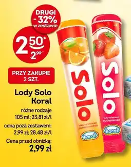 Żabka Lody Solo Koral różne rodzaje 105 ml oferta