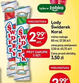 Żabka Lody Świderek Koral różne rodzaje 80 ml oferta