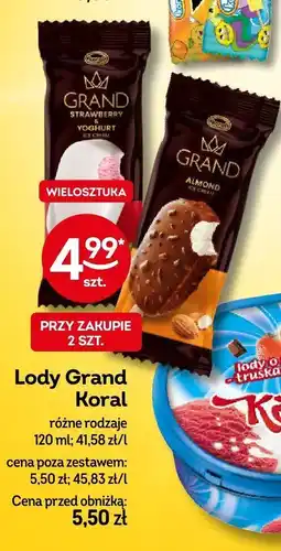 Żabka Lody Grand Koral różne rodzaje 120 ml oferta
