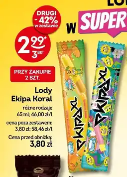 Żabka Lody Ekipa Koral różne rodzaje 65 ml oferta