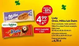 Żabka Lody Oreo, Milka lub Daim 90-110ml Żabka oferta