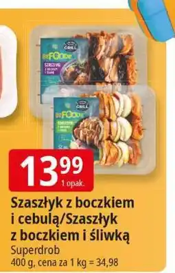 E.Leclerc Szaszłyk z boczkiem i cebulą/Szaszłyk z boczkiem i śliwką 400g Superdrob oferta