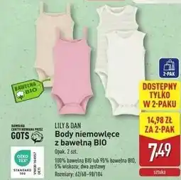 ALDI Body niemowlęce z bawełny bio 62/68-98/104 Lily & Dan oferta
