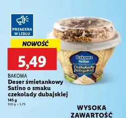 Lidl Deser śmietankowy Bakoma Satino o smaku czekolady dubajskiej oferta
