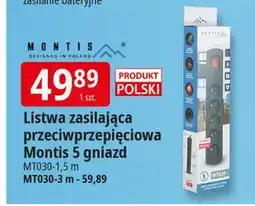 E.Leclerc Listwa przeciwprzepięciowa 5 gniazd 3 m Montis oferta
