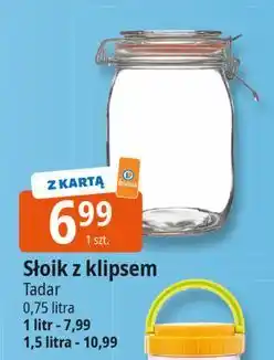 E.Leclerc Słoik z klipsem i kolorową etykietą 1.5 l Tadar oferta