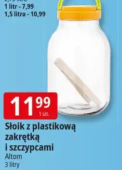 E.Leclerc Słoik z plastikową zakrętką i szczypcami 3 l Altom oferta