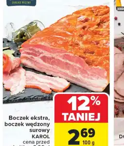Carrefour Boczek ekstra, boczek wędzony surowy KAROL oferta
