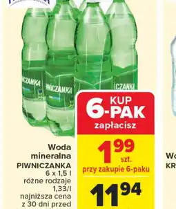 Carrefour Woda mineralna Piwniczanka oferta