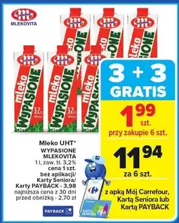 Carrefour Mleko UHT WYPASIONE MLEKOVITA 1l oferta