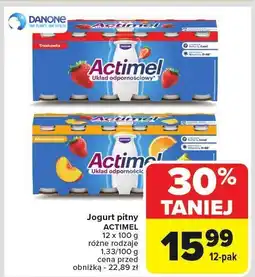 Carrefour Jogurt pitny Actimel truskawka 12x100g Danone oferta