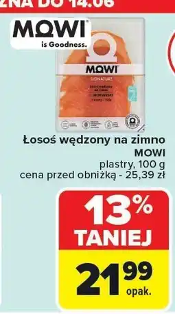 Carrefour Łosoś wędzony na zimno MOWI plastry 100g oferta