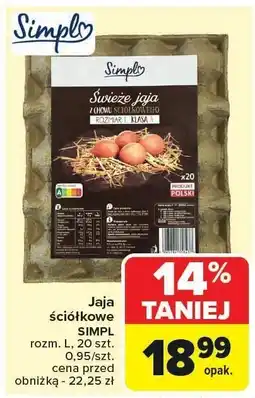 Carrefour Jajka ściółkowe rozmiar L 20 szt. Simpl oferta