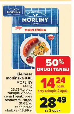 Carrefour Kiełbasa morlińska XXL 600g MORLINY oferta