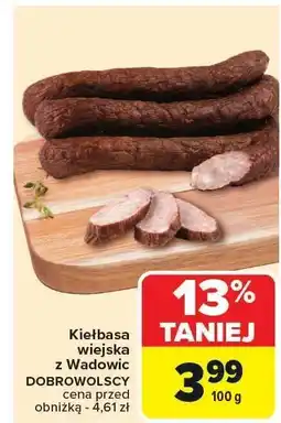Carrefour Kiełbasa wiejska z Wadowic DOBROWOLSCY 100g oferta
