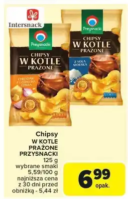 Carrefour Chipsy w kotle prażone cheddar czerwony 125g Przysnacki oferta