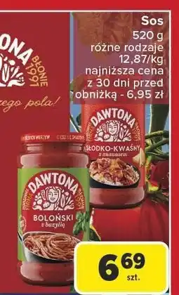 Carrefour Sos boloński z bazylią 520g Dawtona oferta