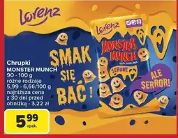 Carrefour Chrupki Monster Munch Lorenz różne rodzaje 90-100g oferta