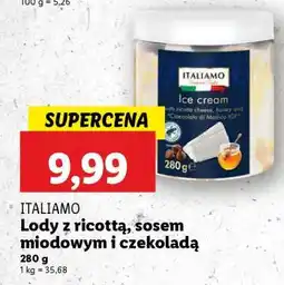 Lidl ITALIAMO Lody z ricottą, sosem miodowym i czekoladą oferta