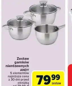 Carrefour Zestaw garnków nierdzewnych Andy oferta