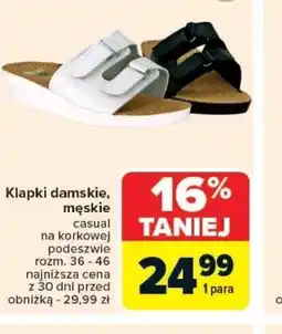 Carrefour Klapki damskie, męskie oferta