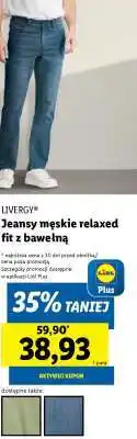 Lidl Jeansy męskie relaxed fit z bawełną oferta