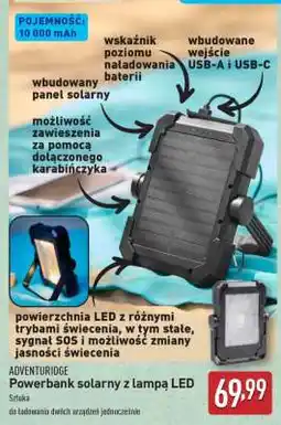 ALDI Powerbank solarny z lampą LED oferta