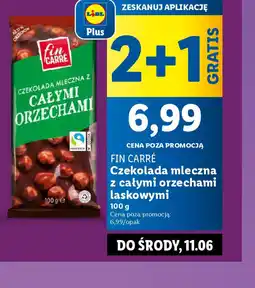 Lidl Czekolada mleczna z całymi orzechami laskowymi Fin Carre oferta