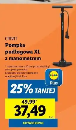 Lidl Pompka podłogowa z manometrem xl Crivit oferta
