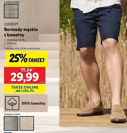Lidl Bermudy męskie z bawełną m-xl Livergy oferta