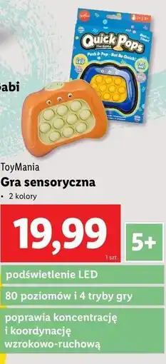 Lidl Gra sensoryczna quick pops oferta