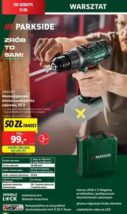 Lidl Wiertarko-wkrętarka akumulatorowa 20 v Parkside oferta