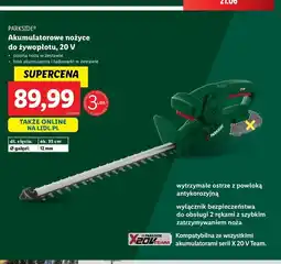 Lidl Nożyce akumulatorowe żywopłotu 20v Parkside oferta