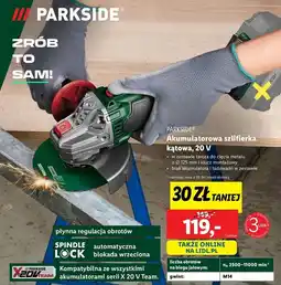Lidl Szlifierka kątowa 20 v Parkside oferta
