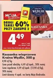 Biedronka Kaszanka wieprzowa Kraina Wędlin oferta