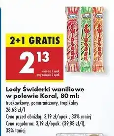 Biedronka Lody waniliowe w polewie sorbetowej pomarańczowej Koral Świderek oferta