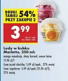 Biedronka Lody w kubku słony karmel Marletto oferta