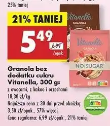 Biedronka Granola z kakao i orzechami bez cukru Vitanella oferta
