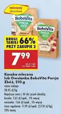 Biedronka Kaszka mleczna manna bananowo-brzoskwiniowa Bobovita Porcja Zbóż oferta