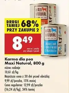 Biedronka Karma dla psa kaczka i wołowina z jabłkiem Maxi Natural oferta