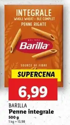 Lidl Makaron intergrale penne rigate Barilla oferta