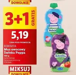 Lidl Mus truskawki i wiśnia z bananem peppa pig Bobovita oferta