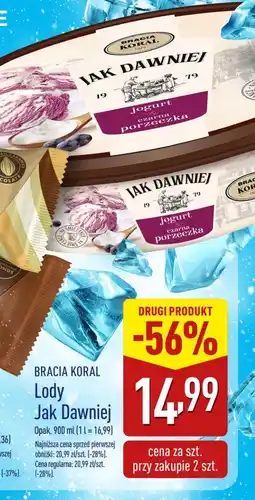 ALDI Lody z jogurtem i sosem z czarnej porzeczki Bracia koral lody jak dawniej oferta