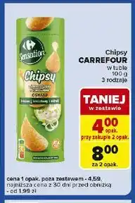 Carrefour Express Chipsy o smaku kwaśnej śmietany i cebulki tubie Carrefour Sensation oferta