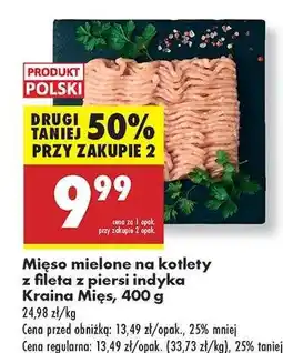 Biedronka Mięso mielone na kotlety z fileta z piersi indyka Kraina Mięs 400 g oferta