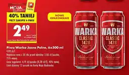 Biedronka Piwo Warka Jasne Pełne , 6x500 ml oferta