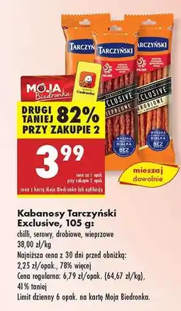 Biedronka Kabanosy Tarczyński Exclusive 105 g oferta